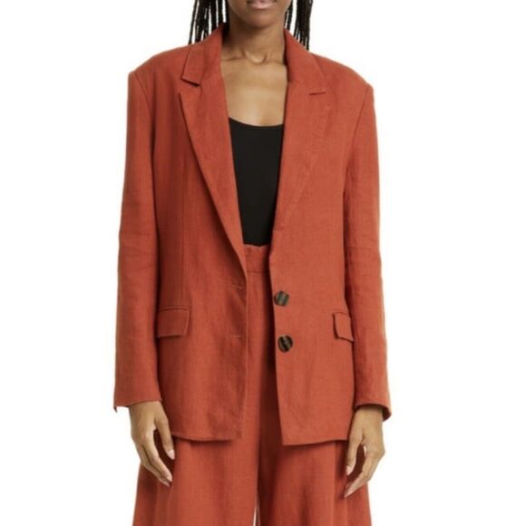 FARM Rio Jackets & Blazers - Farm Rio medium 100% linen brown rusty blazer NEW